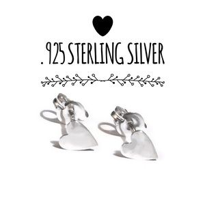 925 Sterling Silver Dainty Heart Stud Earrings